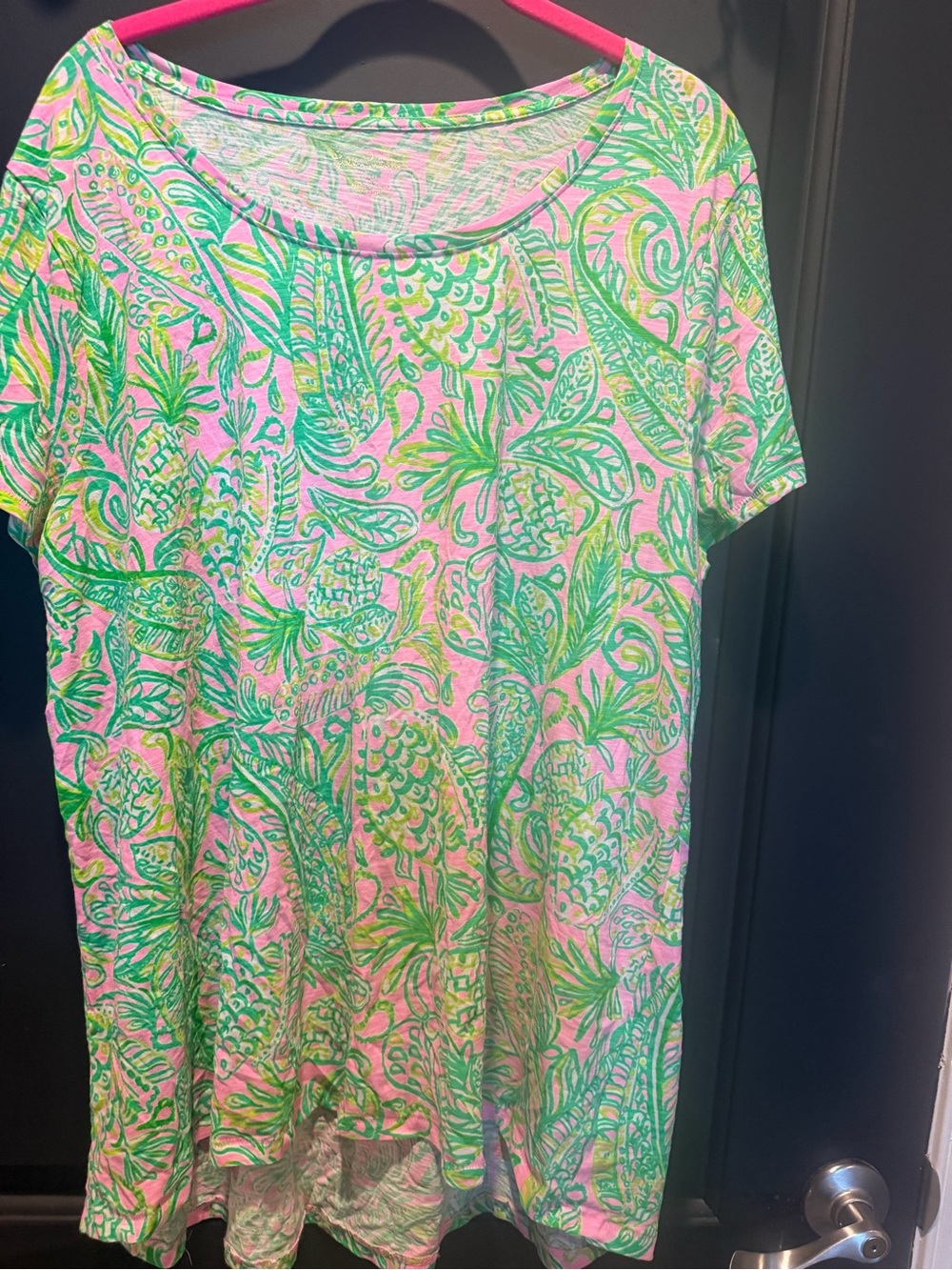 Lilly Pulitzer Pink & Green Tropical Scoop Neck Tunic